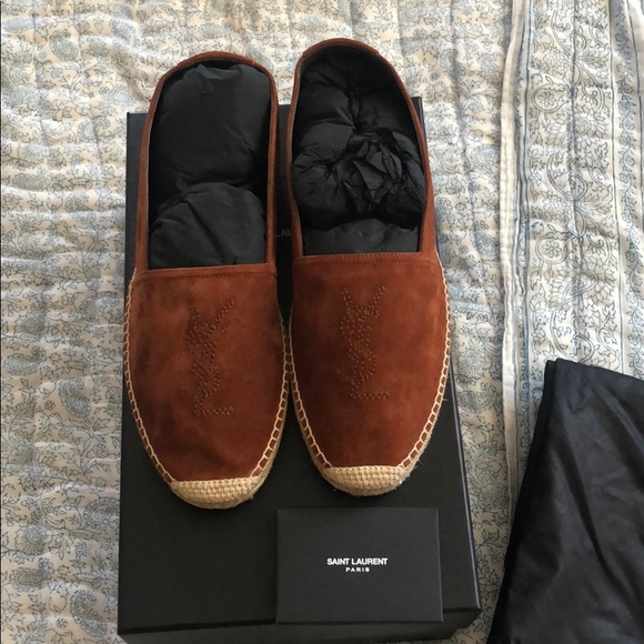 Yves Saint Laurent Other - YSL monogram men’s suede espadrilles -brown